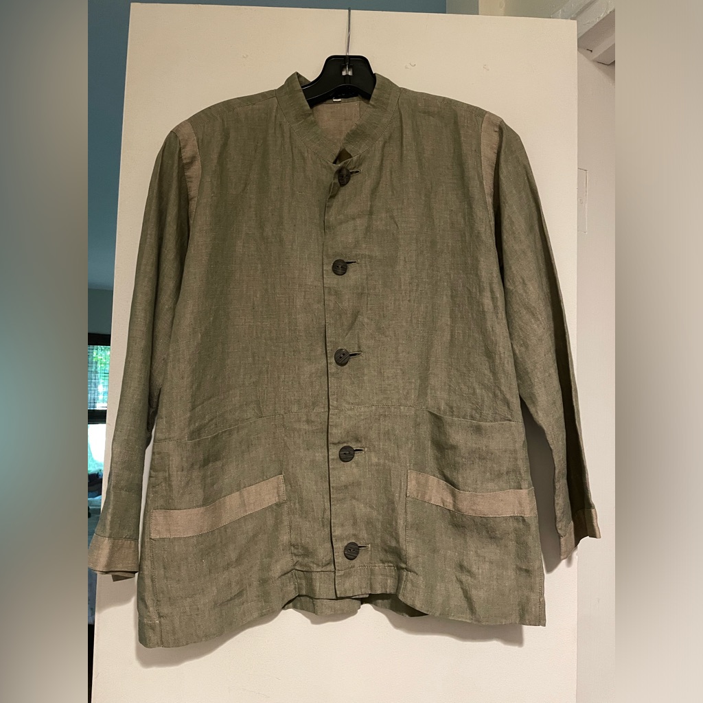 Shirin Guild Linen Stand Collar Jacket Small